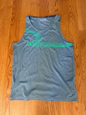 Under Armour Men's Teal Tank Top with Green Stripe Accent